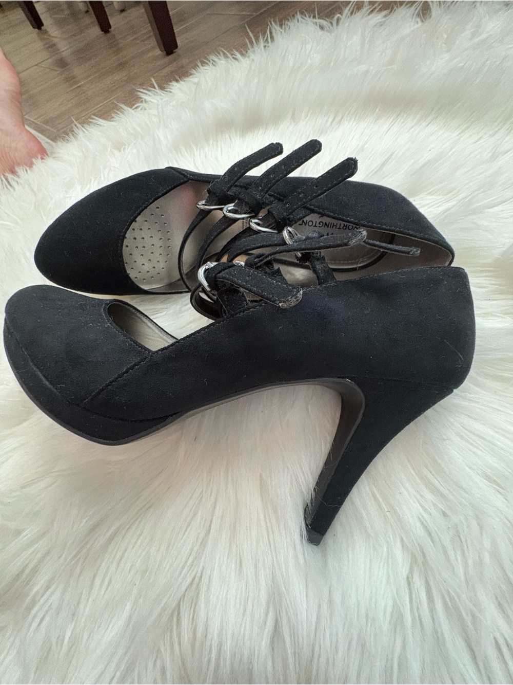 Worthington Black Triple-Strap Heels - Picture 5 of 8